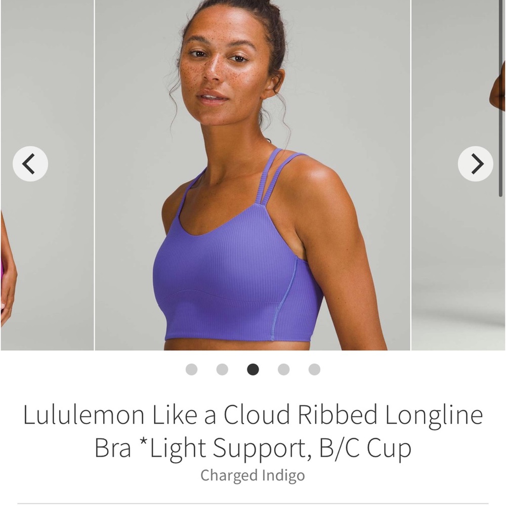 Lululemon Like A Cloud Ribbed Longline Bra Charged Indigo Sz 8 B/C cup